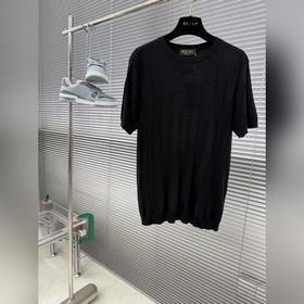 -Loro Piana 2026夏季新款 男士醋酸天絲混紡針織混紡圓領短袖針織短