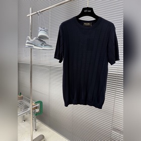 -Loro Piana 2026夏季新款 男士醋酸天絲混紡針織混紡圓領短袖針織短