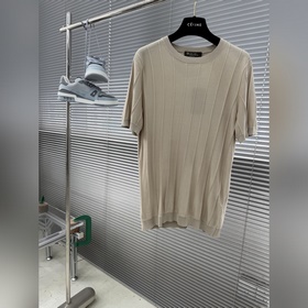 -Loro Piana 2026夏季新款 男士醋酸天絲混紡針織混紡圓領短袖針織短