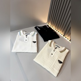 Prada 普拉達2026春夏新款男士翻領短袖針織短袖T恤，最新款全網獨家首上！