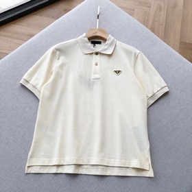 Prada 普拉達金标系列~男士高端商務珠地棉短袖polo衫 這款Polo衫擁有