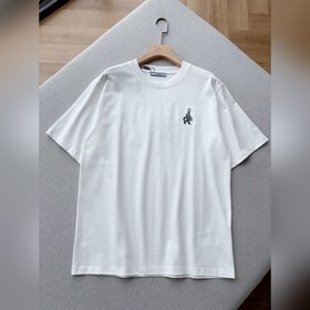 Prada 普拉達新款搬運小人刺繡短袖T恤 甄選100%高支精梳純棉面料，膚感軟