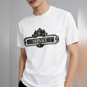 Versace 範思哲 春季新款短袖 純棉圓領短袖T恤，純棉T恤、上身效果非常棒