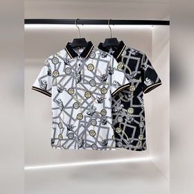 Versace 春季新款短袖 範思哲純棉翻領短袖T恤，商務時尚純棉T恤，3D印花