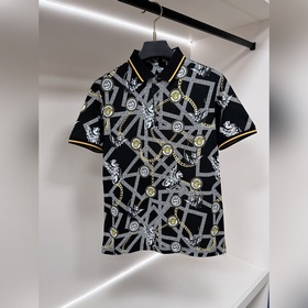 Versace 春季新款短袖 範思哲純棉翻領短袖T恤，商務時尚純棉T恤，3D印花