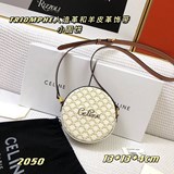 新品Celine TRIOMPHE人造革和羊皮革飾帶小圓餅 人造革/羊皮