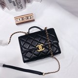 2023chanel 香奈兒小香21k手提鏡面盒子包羊皮複古迷你口蓋包金屬包單肩