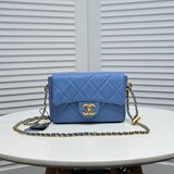 2023chanel 21k最新爆款mini  方胖子球紋牛皮經典菱格口蓋包