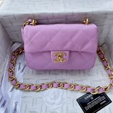 2023chanel 春夏新款粗鍊條口蓋包出貨；耐磨小羊皮，尺寸21x12cm，