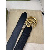  Gucci經典款黑色色Togo荔枝紋，内襯頭層小牛皮黑底 寬4.0cm