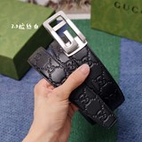 專櫃古馳  頭層小牛皮壓經典Gucci花紋  内襯頭層皮底 精鋼帶扣 雙