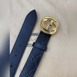 (女款)Gucci 古奇官網經典 正品規格 3.0cm原版品質頭層小牛皮壓花 進口頭層底