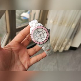 少女心爆棚【粉紅圈銀色字石英款】 CHANELJ12粉紅圈銀色字無日曆石英款