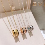 Bvlgari 寶格麗 永不過時的B zero系列 鉚釘彈簧 項鍊 黑色琺琅邊 