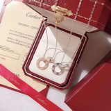 Cartier 卡地亞 LOVE系列 大小雙環滿鑽雙面項鍊 專櫃一緻cnc抛光工