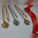 Cartier 卡地亞奢華豹頭镂空光面項鍊 豹頭吊墜 毛衣鍊！優雅高貴 經典貴族