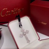 95新版 代購級别CARTIER卡地亞晶鑽十字架型項鍊！一比一原版logo字印進