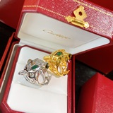 Cartier 卡地亞奢華 霸氣 光面 綠眼 豹子戒指 大氣 優雅高貴 經典貴族