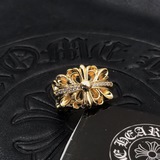 CHROME HEARTS 高版本克羅心開口十字花戒指22K鑲鑽