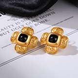 Chanel 複古金屬中古耳環  簡約風格超級大氣 小香雙c耳釘 黃銅材質