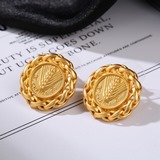 Chanel 複古金屬中古耳環  簡約風格超級大氣 小香雙c耳釘 黃銅材質110