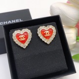 CHANEL 小香雙c愛心鑲鑽耳釘 高端品質，專櫃1?1開模，專櫃原版同黃銅材質