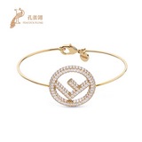Fendi 芬迪手镯 字母F 滿鑽 手镯 經典著作 精選原版一緻 V金材質電鍍厚