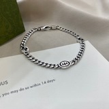 Gucci古馳925 純銀新款雙G寬版互扣式手鍊 尺寸：16cm 18cm 20
