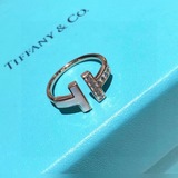 Tiff  蒂芙尼 Two T 系列 白貝不對稱 開口雙t 鑽石 戒指 精選原版