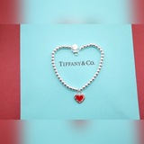 tiff 蒂芙尼 桃心 紅色 琺琅 心牌手鍊 經典百搭  正品同步925純銀打造