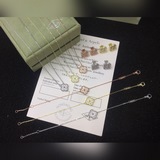 VCA梵克雅寶四葉草滿鑽項鍊手鍊耳釘套裝[色]亞金電鍍18K金 爐内5層電鍍工藝