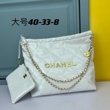 chanel新款小香風走秀款子母包進口頭成油蠟牛皮鍊條購物袋大容量單肩腋下托特包