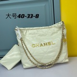 chanel新款小香風走秀款子母包進口頭成油蠟牛皮鍊條購物袋大容量單肩腋下托特包