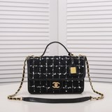 大号22k現貨！進口方格羊毛呢料  chanel c小方包毛呢鍊條手提包 202