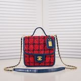 小号22K現貨！進口方格羊毛呢料  Chanel C小方包毛呢鍊條手提包 202