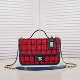 大号22k現貨！進口方格羊毛呢料  chanel c小方包毛呢鍊條手提包 202