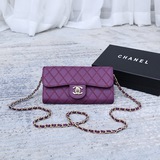 新款 Chanel香奈兒鍊條單肩斜挎小包，最經典菱格荔枝紋牛皮雙C logo已經