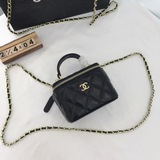 Chanel小香風方盒子包斜挎手提小方包菱格女包鍊條包真皮單肩化妝包1918小