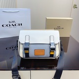 禮盒包裝  COACH/蔻馳男包郵差包Track牛皮翻蓋卡扣斜挎包 2023新