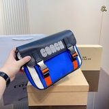 禮盒包裝  COACH/蔻馳男包郵差包Track牛皮翻蓋卡扣斜挎包 2023新