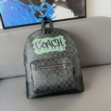 COACH 蔻馳West 标志印花雙肩包 男士大容量背包 電腦包 經典Logo