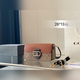 COACH/蔻馳奧萊女包拼色經典标志飾釘MORGAN單肩包腋下包 尺寸26*13