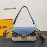 配盒子 fendi baguette 拼色法棍包 翻蓋斜挎單肩包，多色牛皮拼接