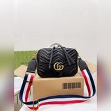 禮盒包裝gucci古奇  經典百搭款marmont 酷奇雙g 刺繡愛心單肩包斜