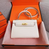 凱莉二代鳄魚紋22cm 19cm批：350版型完美hermes mini kel