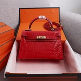 凱莉二代鳄魚紋22cm 版型完美hermes mini kelly second