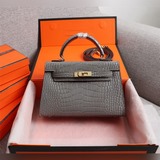 凱莉二代鳄魚紋22cm 版型完美hermes mini kelly second