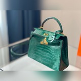 鳄魚皮愛馬仕上新hermès/鳄魚紋皮凱莉包 高端質量 專櫃最新款 明星同款