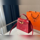 鳄魚皮愛馬仕上新hermès/鳄魚紋皮凱莉包 高端質量 專櫃最新款 明星同款