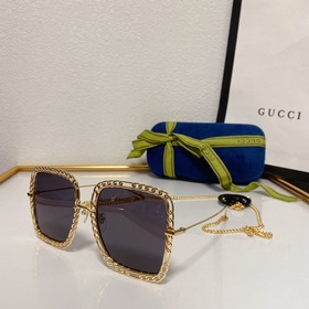 官方網新款 Gucci   型號：GG1033S 金屬大框墨鏡 長鍊條可做頸鍊